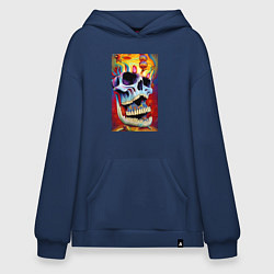 Толстовка-худи оверсайз Crazy skull - нейросеть - art, цвет: тёмно-синий