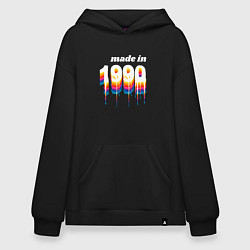 Толстовка-худи оверсайз Made in 1990 liquid art, цвет: черный