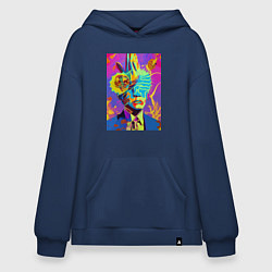 Толстовка-худи оверсайз Andy Warhol - neural network - pop art, цвет: тёмно-синий