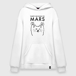 Толстовка-худи оверсайз Thirty Seconds to Mars - rock cat, цвет: белый