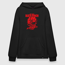 Толстовка-худи оверсайз Five Finger Death Punch череп, цвет: черный