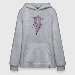 Толстовка-худи оверсайз Фиолетовая овечка с цветком, цвет: меланж