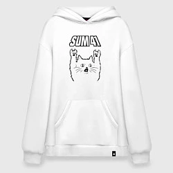 Толстовка-худи оверсайз Sum41 - rock cat, цвет: белый