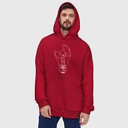 Толстовка-худи оверсайз Разбитая лампочка, цвет: красный — фото 2