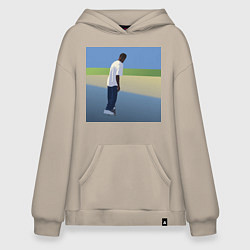 Толстовка-худи оверсайз Беспечный скейтбордист, цвет: миндальный
