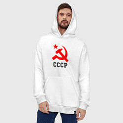Толстовка-худи оверсайз СССР стиль, цвет: белый — фото 2