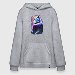 Толстовка-худи оверсайз Glowing bear - neural network, цвет: меланж