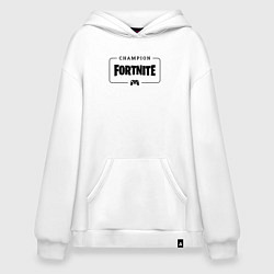 Толстовка-худи оверсайз Fortnite gaming champion: рамка с лого и джойстико, цвет: белый