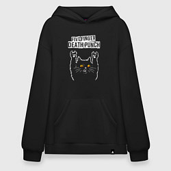 Толстовка-худи оверсайз Five Finger Death Punch rock cat, цвет: черный