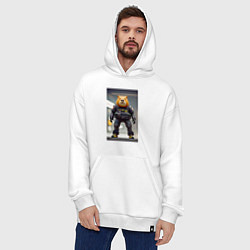 Толстовка-худи оверсайз Capy-policeman - cyberpunk, цвет: белый — фото 2