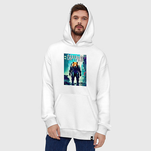 Худи оверсайз Capypunk - urban style - neural network / Белый – фото 4