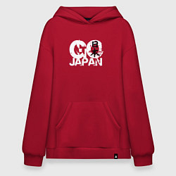 Толстовка-худи оверсайз Go Japan - motto, цвет: красный