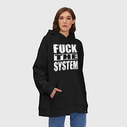 Толстовка-худи оверсайз SoD - f**k the system, цвет: черный — фото 2