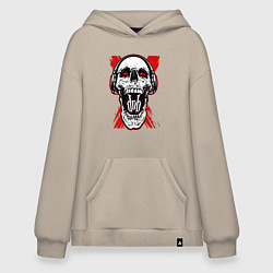 Толстовка-худи оверсайз DnB skull, цвет: миндальный