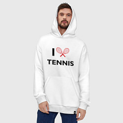 Толстовка-худи оверсайз I Love Tennis, цвет: белый — фото 2