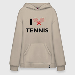 Толстовка-худи оверсайз I Love Tennis, цвет: миндальный