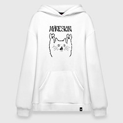 Толстовка-худи оверсайз Maneskin - rock cat, цвет: белый