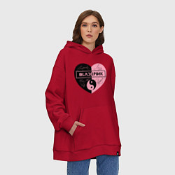 Толстовка-худи оверсайз Blackpink сердце, цвет: красный — фото 2