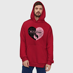 Толстовка-худи оверсайз Blackpink сердце, цвет: красный — фото 2