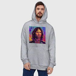 Толстовка-худи оверсайз Jim Morrison Strange colors Art, цвет: меланж — фото 2