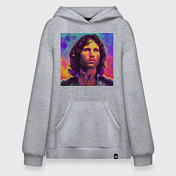 Толстовка-худи оверсайз Jim Morrison Strange colors Art, цвет: меланж