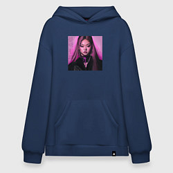 Толстовка-худи оверсайз Blackpink Jennie аниме рисунок, цвет: тёмно-синий