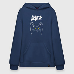 Толстовка-худи оверсайз Slayer rock cat, цвет: тёмно-синий