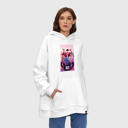 Худи оверсайз BTS art anime style / Белый – фото 3