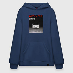 Толстовка-худи оверсайз Honda Integra Type-R обложка, цвет: тёмно-синий
