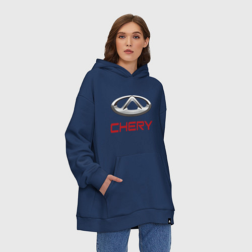 Худи оверсайз Chery - лого / Тёмно-синий – фото 3