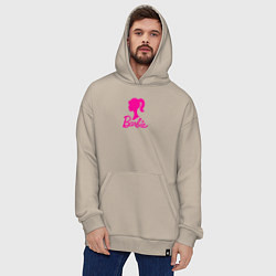 Толстовка-худи оверсайз Розовый логотип Барби, цвет: миндальный — фото 2