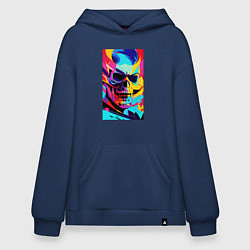 Толстовка-худи оверсайз Cool skull - pop art, цвет: тёмно-синий