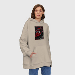 Толстовка-худи оверсайз Хеллсинг Алукард и монстр, цвет: миндальный — фото 2
