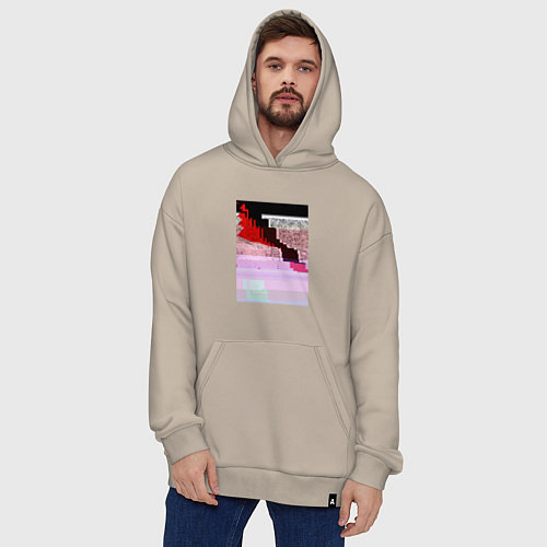 Худи оверсайз Abstract glitch / Миндальный – фото 4