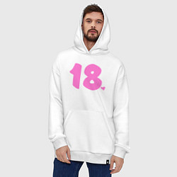 Толстовка-худи оверсайз 18 лет в розовом цвете, цвет: белый — фото 2