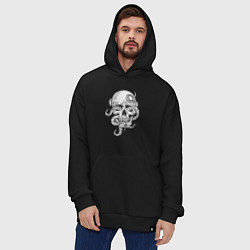 Толстовка-худи оверсайз Skull octopus, цвет: черный — фото 2