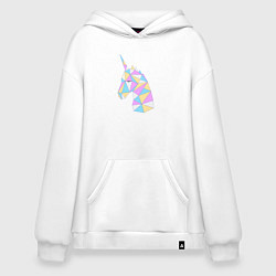 Толстовка-худи оверсайз Милый единорог мультяшный, цвет: белый