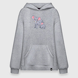 Толстовка-худи оверсайз Elephants family, цвет: меланж