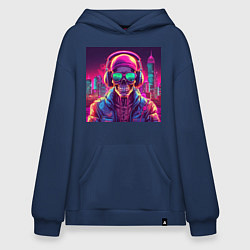 Толстовка-худи оверсайз Скелет в шапке и куртке, цвет: тёмно-синий