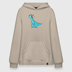 Толстовка-худи оверсайз Music dino, цвет: миндальный