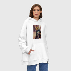 Толстовка-худи оверсайз Cool leopard - urban style - neural network, цвет: белый — фото 2