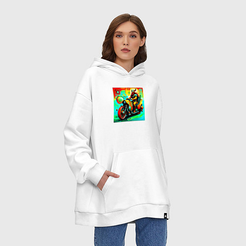 Худи оверсайз Викинг на мотоцикле / Белый – фото 3