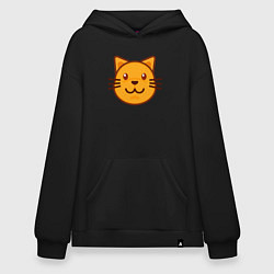 Толстовка-худи оверсайз Оранжевый котик счастлив, цвет: черный