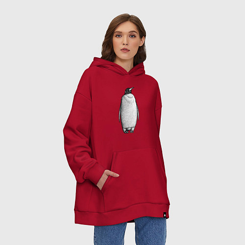 Худи оверсайз Пингвин стоит анфас / Красный – фото 3