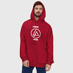 Толстовка-худи оверсайз Linkin Park logo, цвет: красный — фото 2