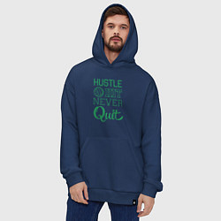 Толстовка-худи оверсайз Hustle hit never quit, цвет: тёмно-синий — фото 2