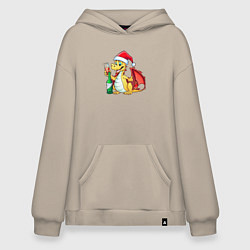 Худи оверсайз Красный дракон с шампанским