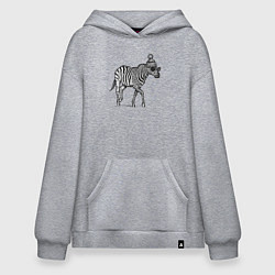 Толстовка-худи оверсайз Зебра модная, цвет: меланж