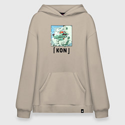 Толстовка-худи оверсайз Кон - призыв лиса, цвет: миндальный