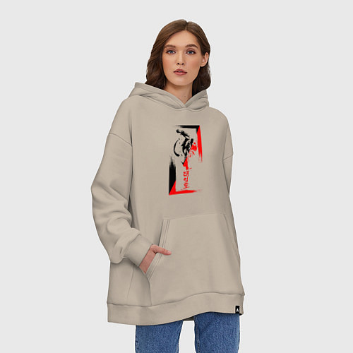 Худи оверсайз Боевые искуства black and red / Миндальный – фото 3